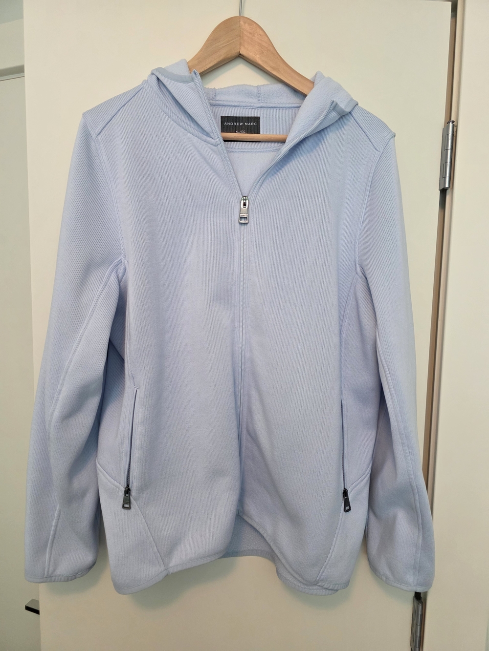 Andrew Marc Pale Blue Hooded Zip Jacket